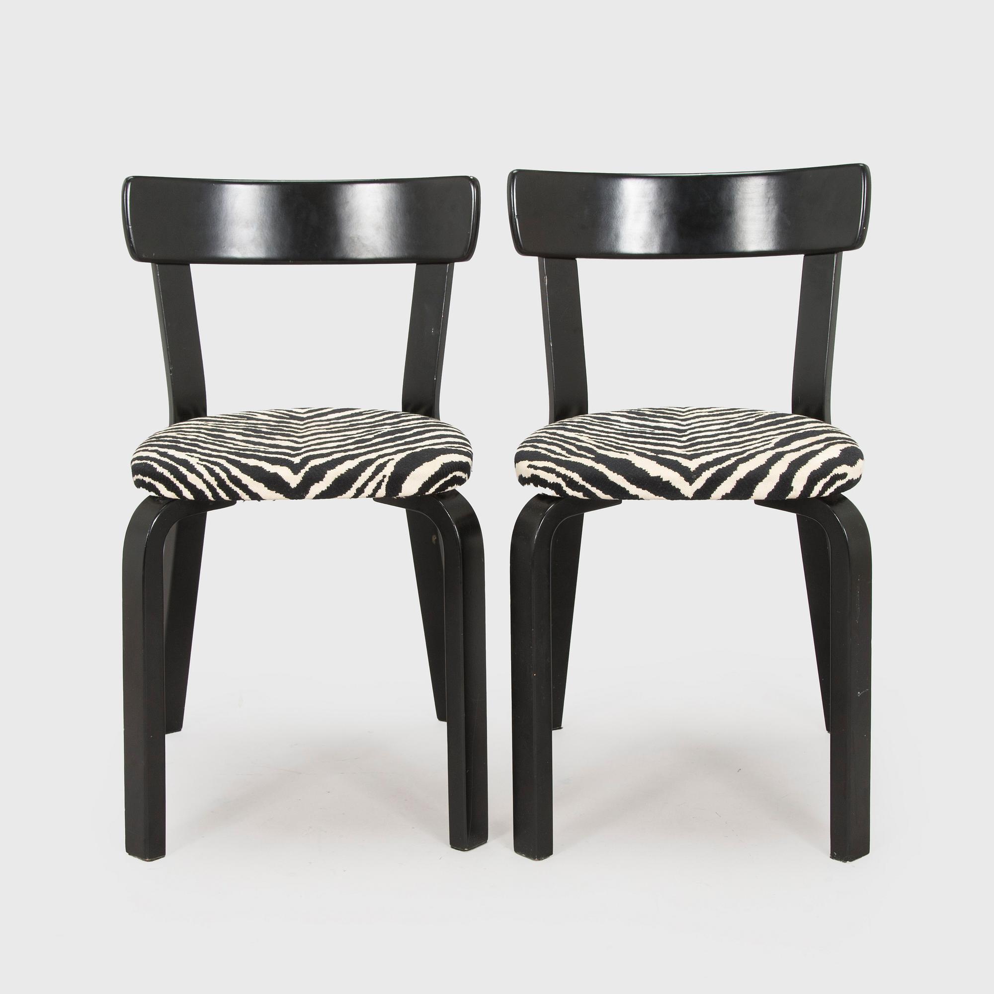 Alvar Aalto, stolar, 6 st, modell 69, Artek, 1900-tal.