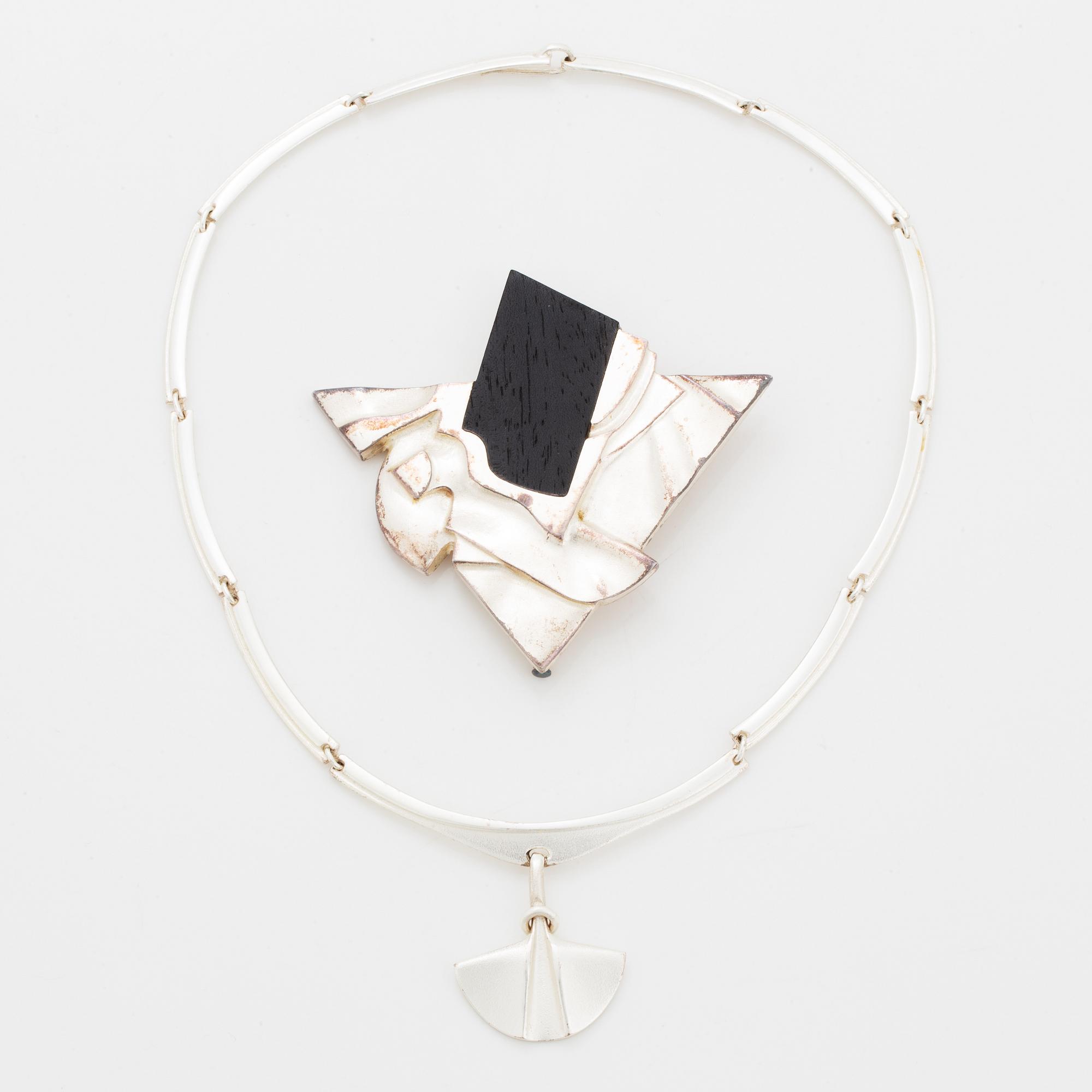 Zoltan Popovits, Lapponia necklace and brooch, silver 1988.
