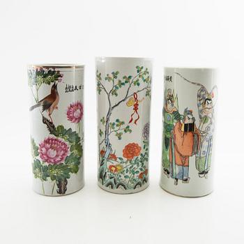 Vases 3 pcs China 20th century porcelain.