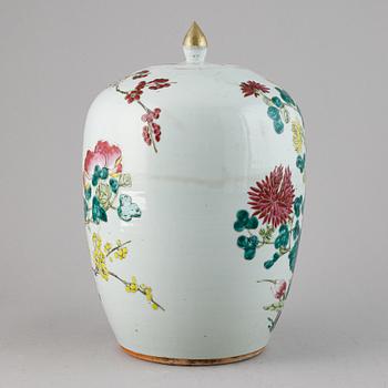 A famille rose jar with cover, China, 20th Century.