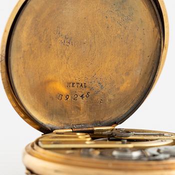 Pocket watch, 18K gold, 37 mm.