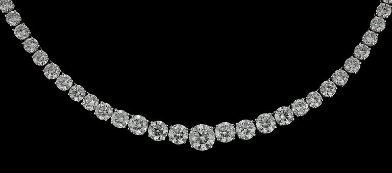 COLLIER, briljantslipade diamanter, tot. 35 ct.