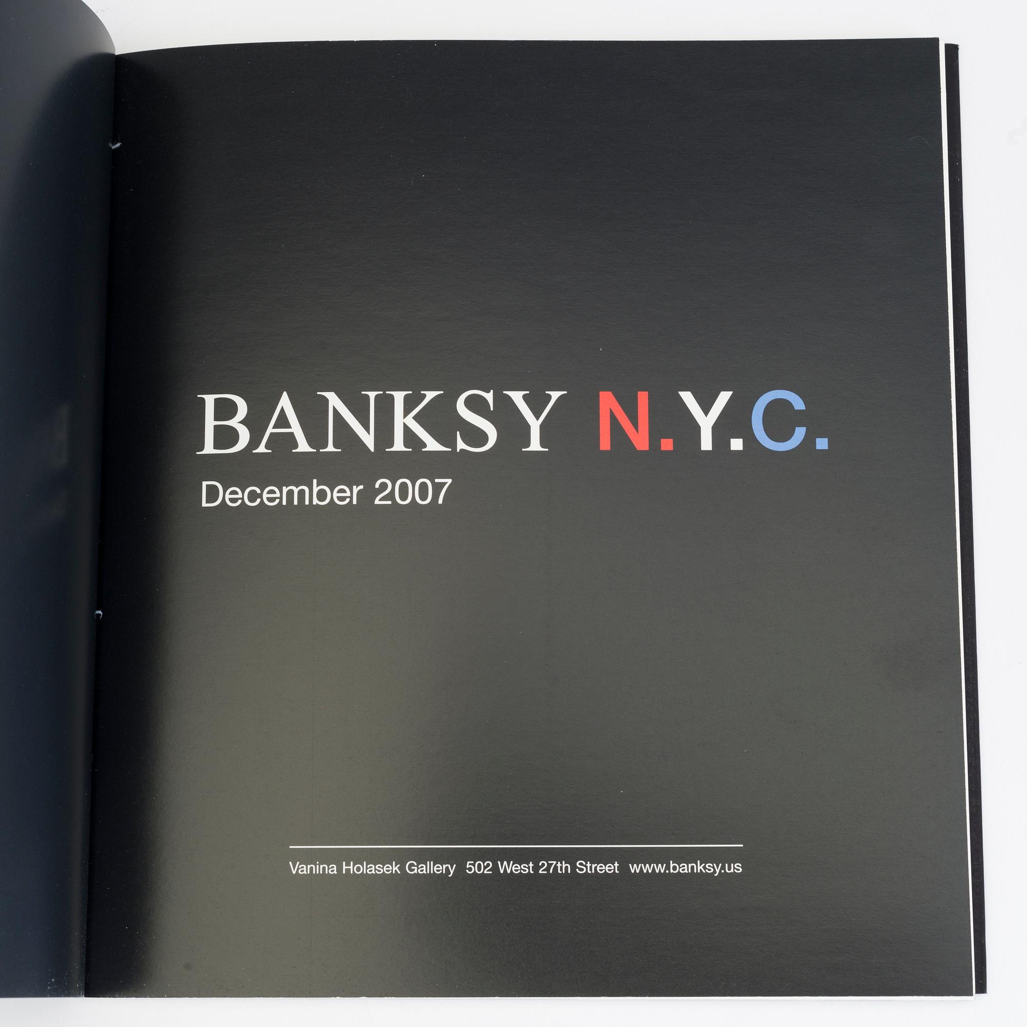 BANKSY, after, N.Y.C show, 2007. catalogue and preview invite, de-luxe, ed 100, offset, Vanina Holasek Gallery.