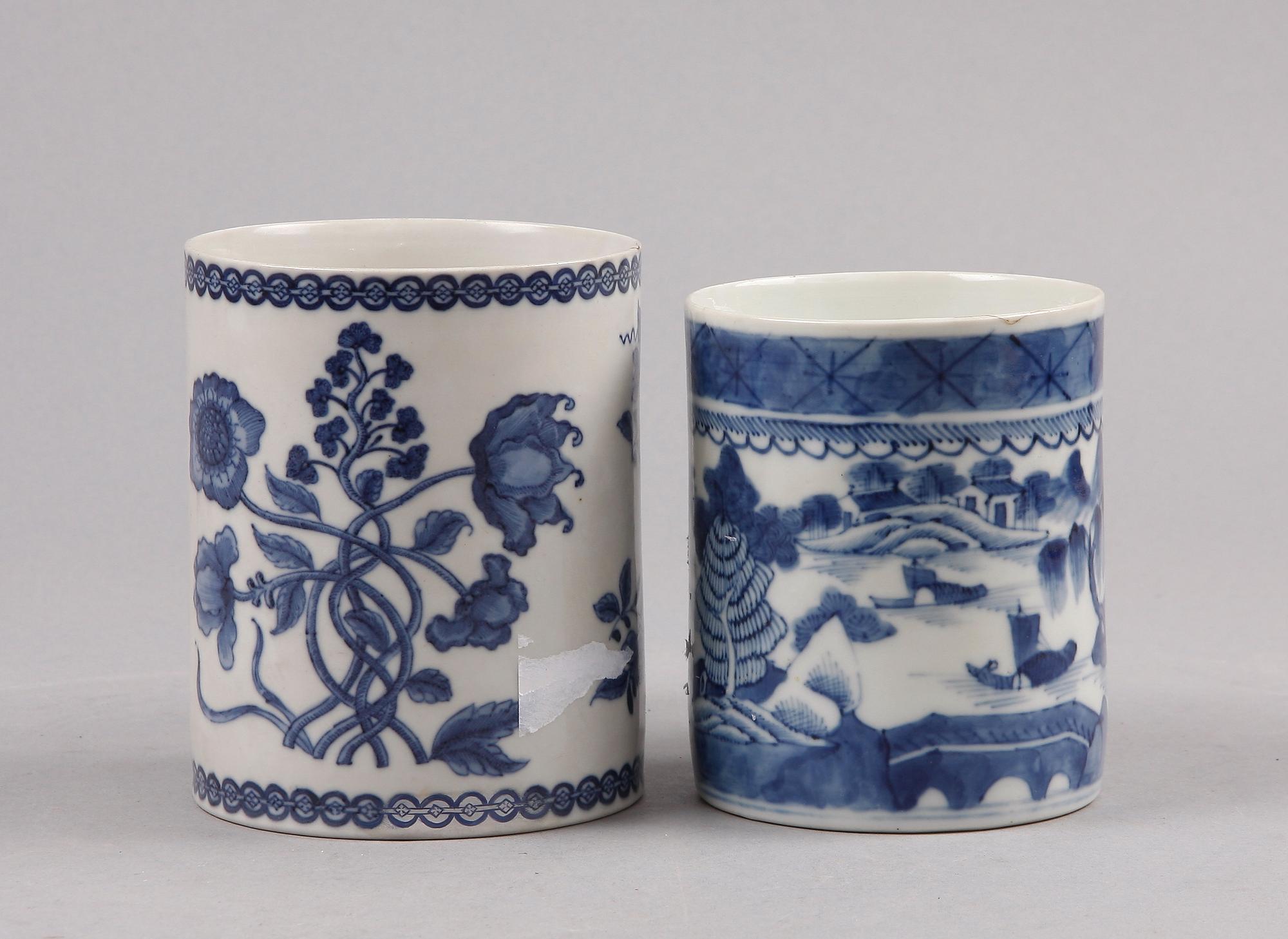 MUGGAR, 2 st, porslin, Kina 1700-1800-tal.