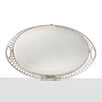 A silver plated tray, mark of company A.G. Dufva, Stockholm, Sweden 20th century.