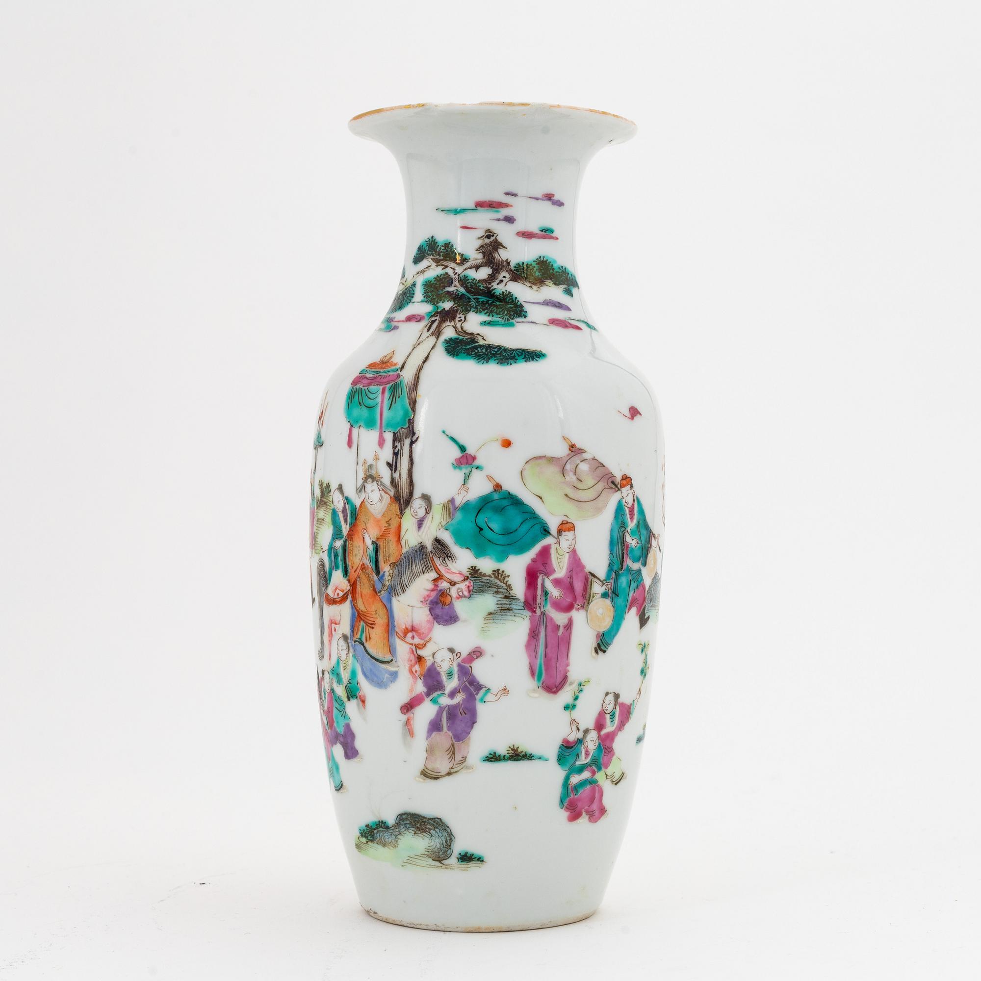 A Chinese famille rose vase, of modern manufactory.
