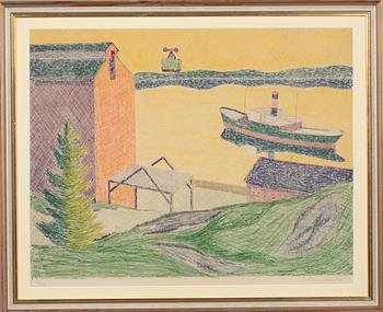 Helge Linden · HELGE LINDEN, färglitografi, signerad och numrerad 64/110.