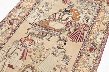 An antique Kerman Laver rug, South Persia, signed c.206 x 133 cm.