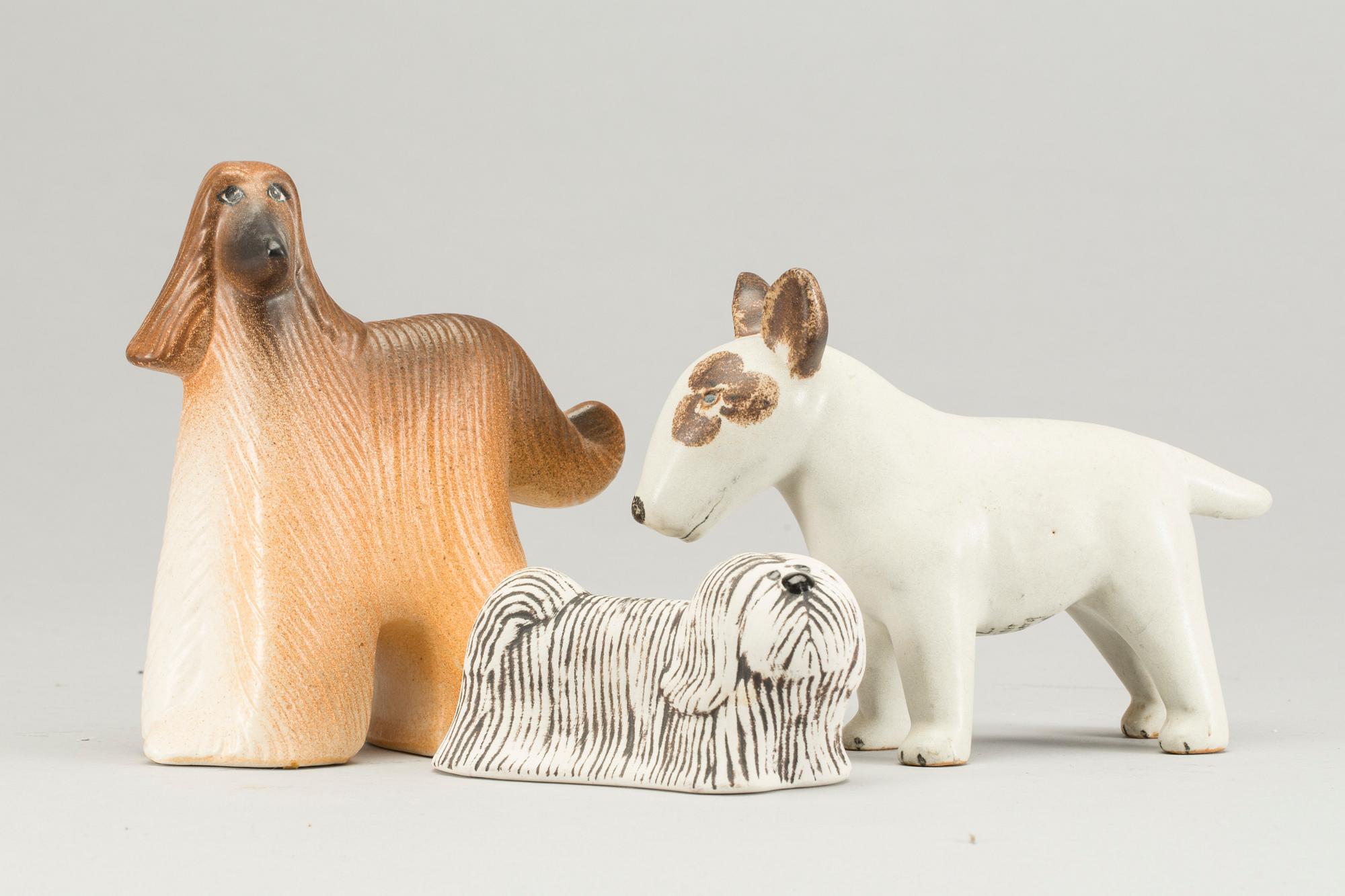 FIGURINER, 3 st, stengods, Lisa Larson, K-studion, Gustavsberg, signerade.