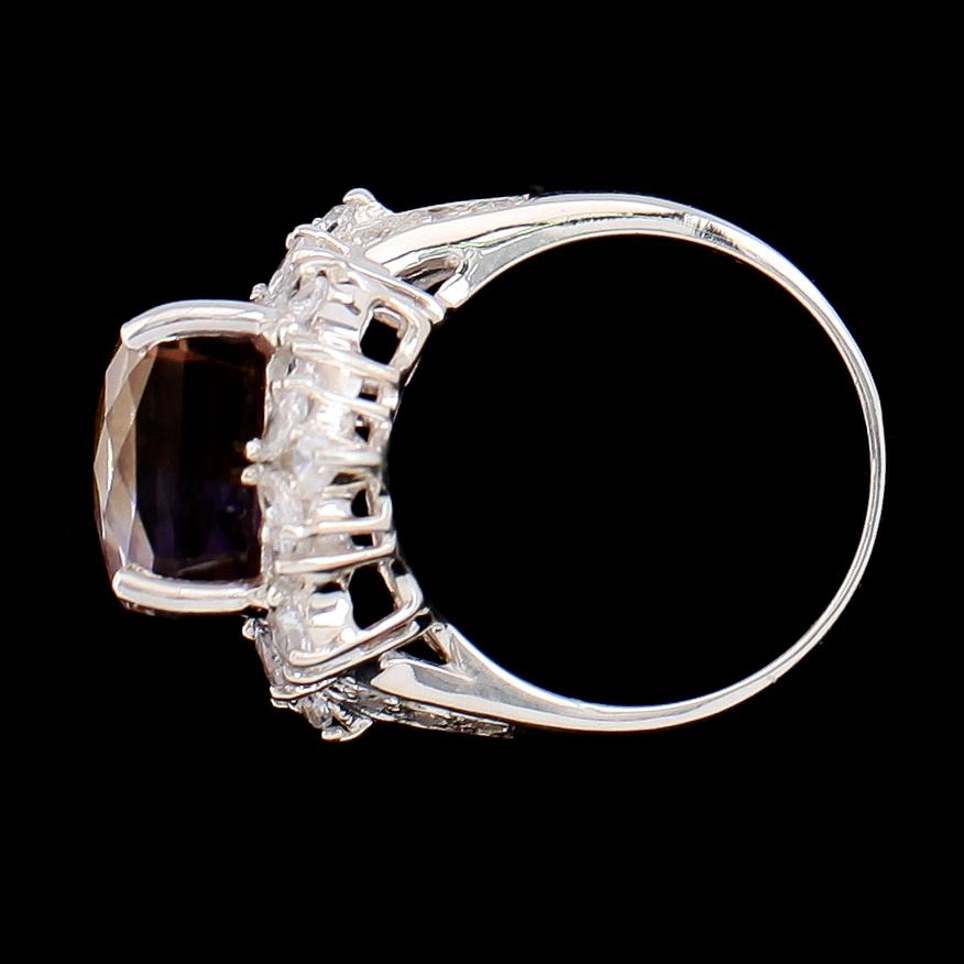 RING, sterlingsilver, flerfärgad ametrine ca 12,15 ct, vita safirer tot ca 0.36 ct.