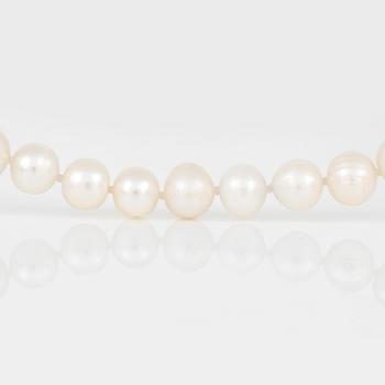 HALSBAND, med odlade sötvattenspärlor samt fasetterade ametister, topaser, kyaniter och månstenar.