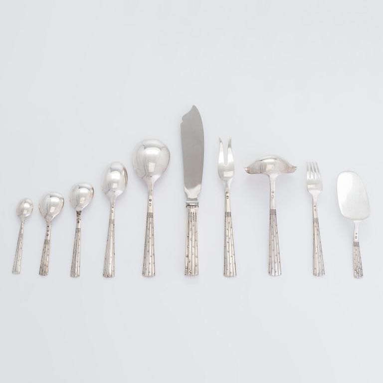 Jens Quistgaard, a 35-piece Champagne Pattern silver cutlery set, Denmark 1950-52.