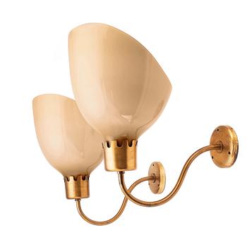 299. Harald Notini, a pair of large wall sconces, model '8566/A', Arvid Böhlmarks Lampfabrik, Sweden, 1940s.