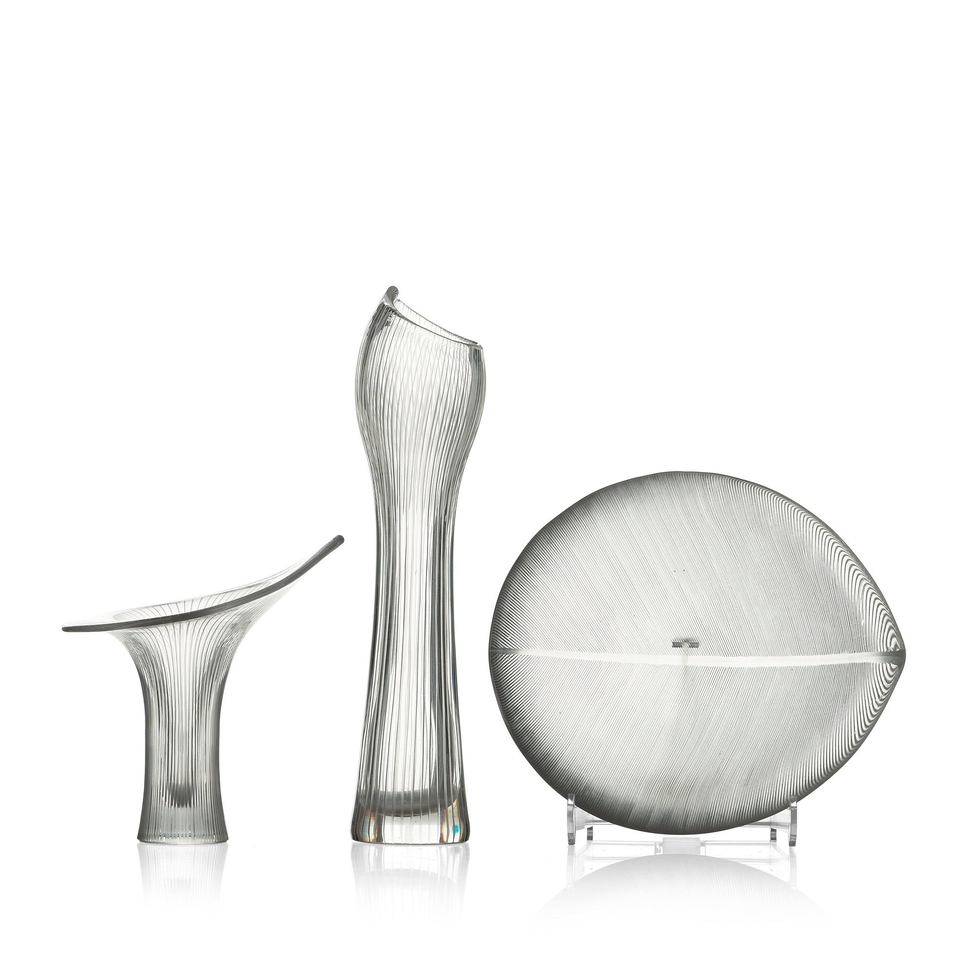 Tapio Wirkkala, TAPIO WIRKKALA, a set of three pieces of art glass, Iittala, Finland 1950's.