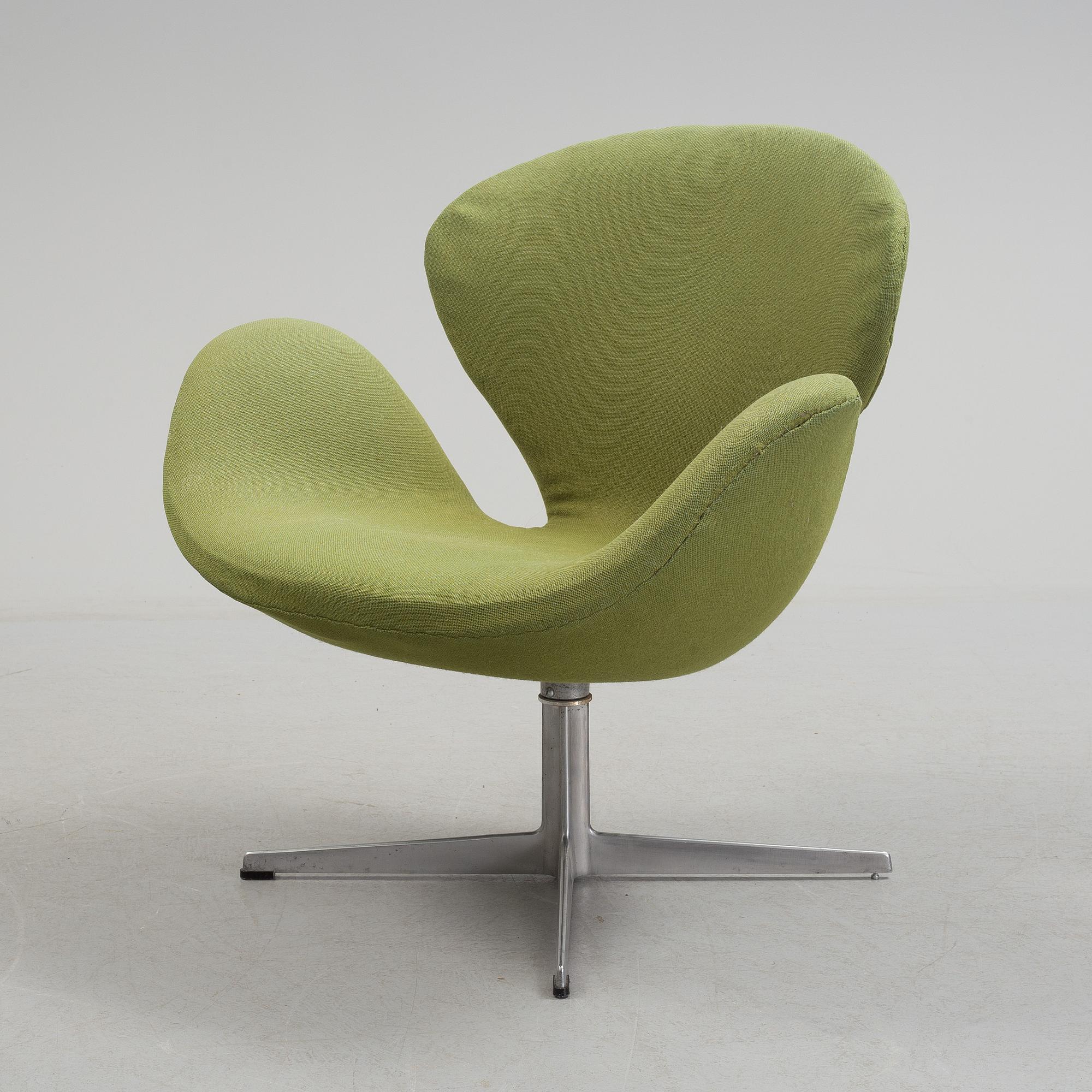 A Arne Jacobsen "Svanen" armchair and stool, second half of the 20th century.