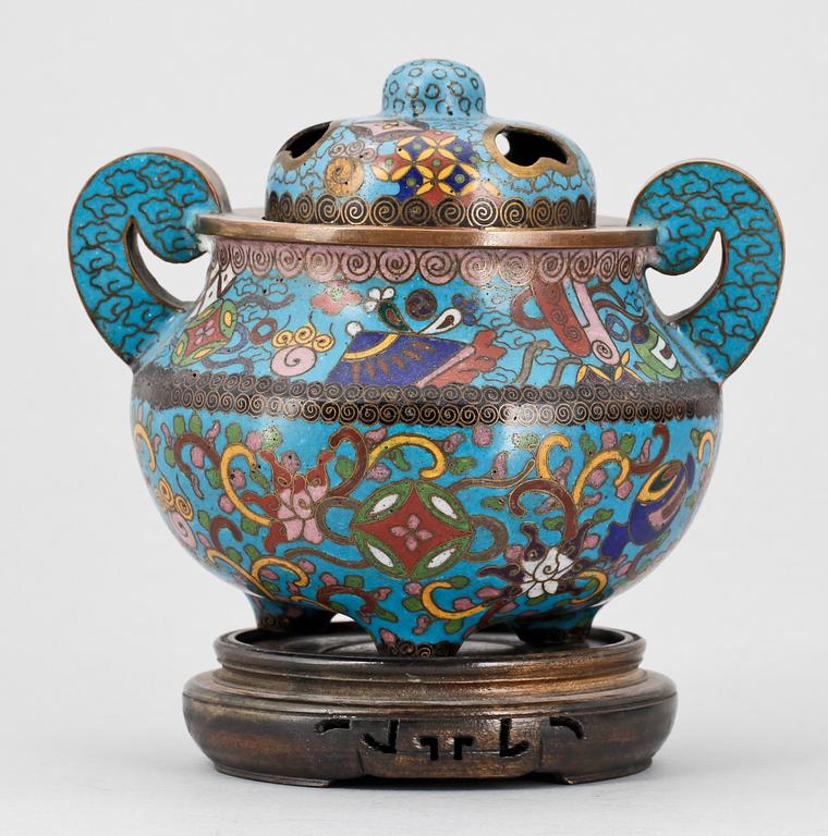 RÖKELSEKAR, cloisonne, Kina, 1800/1900-tal.