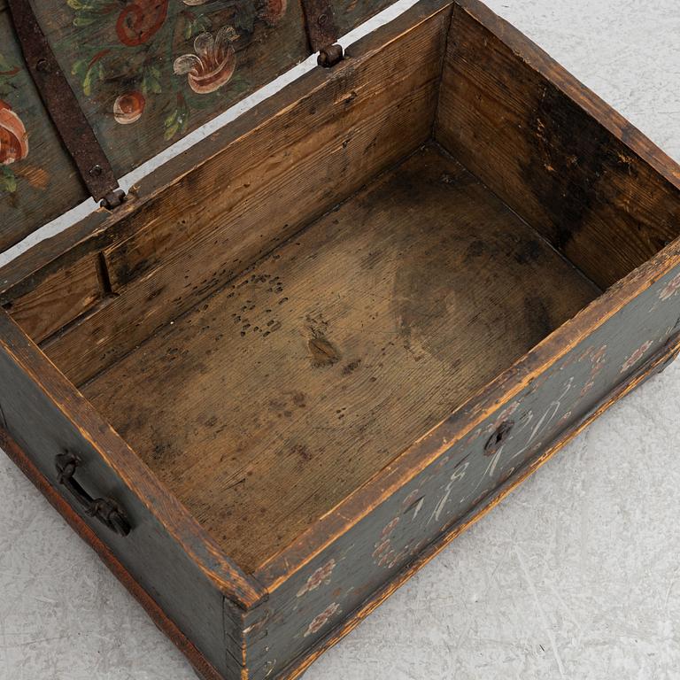 Färdskrin, Allmoge, Halland, daterat 1833.