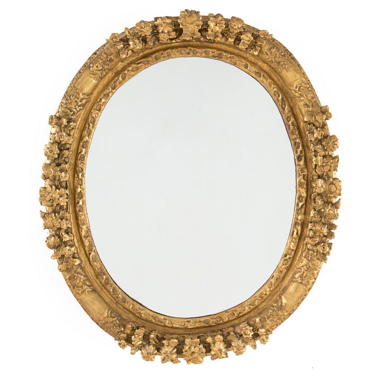 SPEGEL, omarbetad tavelram, 1700-tal.