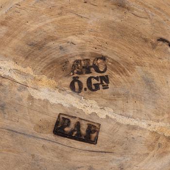 Skålar, 7 st, samt ett tråg, allmoge, 1800-tal.