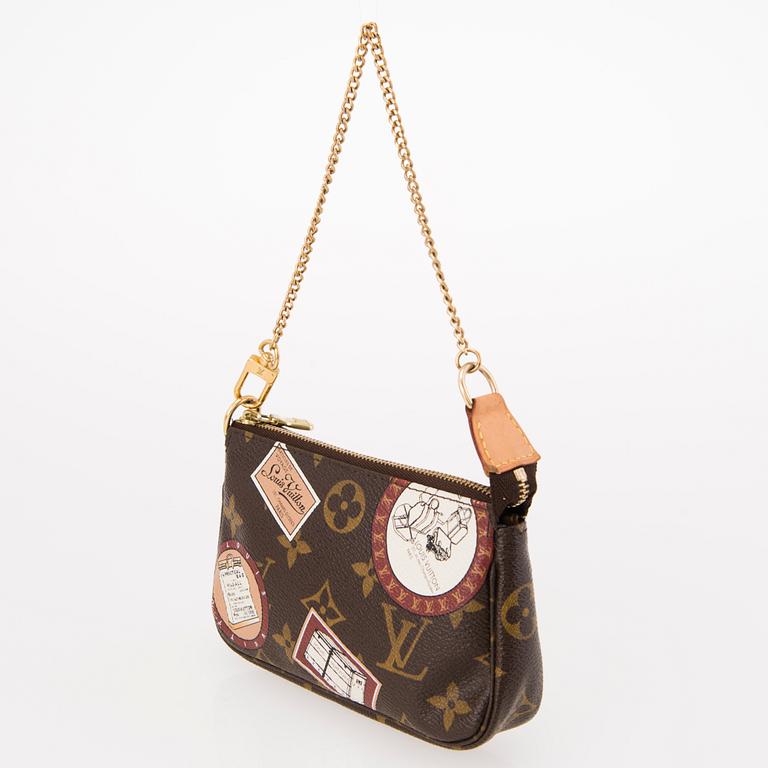 LOUIS VUITTON Silk Scarf with Monogram Patch Mini Pochette Bag.
