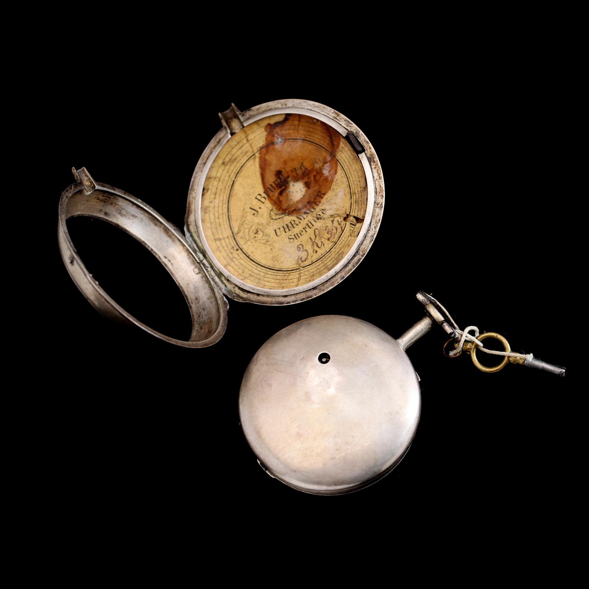 SPINDELUR, silver, Elicot, London, omkring år 1800.