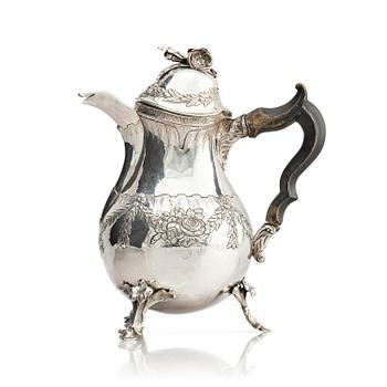 284. A Swedish 18th century silver coffee-pot, mark of Jacob Lampa, Stockholm 1777.