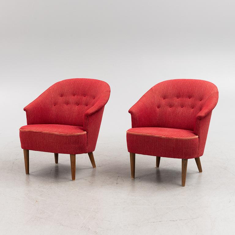 Carl Malmsten, armchairs, a pair, "Lillasyster", OH Sjögren, second half of the 20th century.