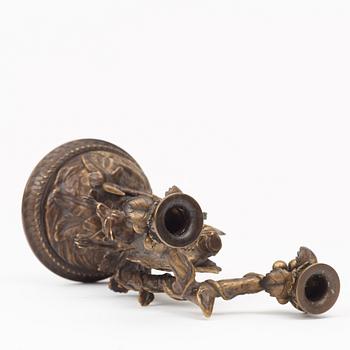 A Russian circa 1870-90 two-light candelabra by sculptor Evgeny Lanceray, founder Karl Berto.