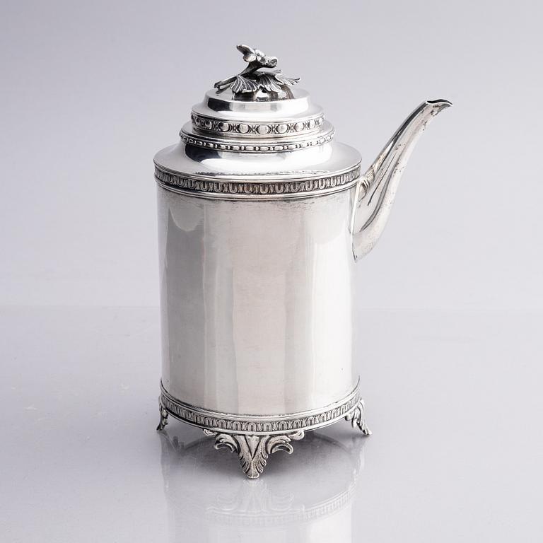 A Swedish Gustavian 18th century silver coffee-pot, mark of Simson Ryberg, Stockholm 1782.