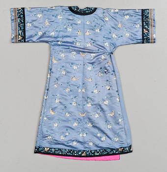 A Chinese embroided silk gown, around 1900.