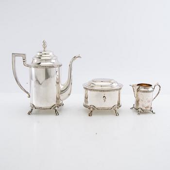 Kaffeservis 3 dlr Gustaviansk stil AG Dufva nysilver 1900-talets början.
