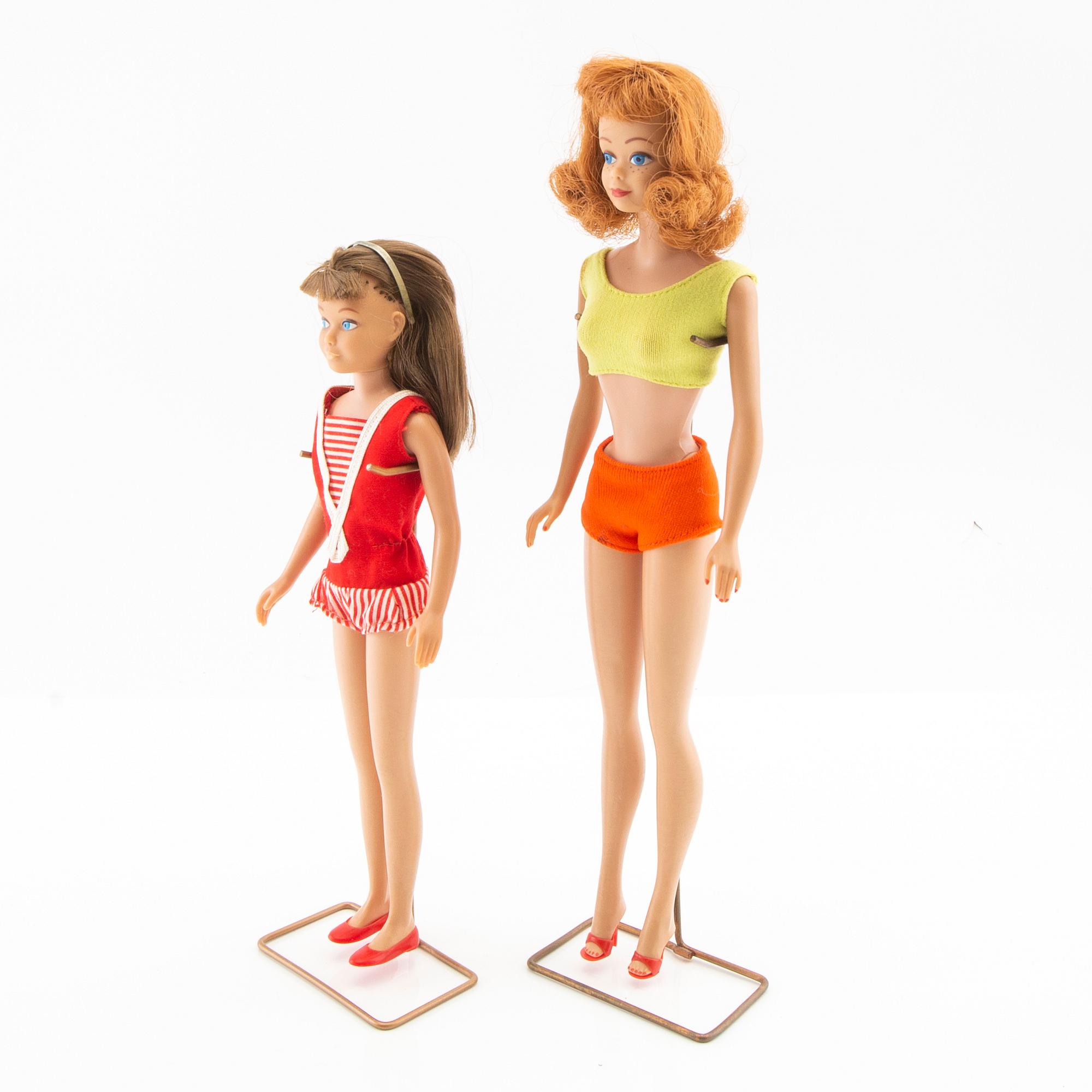 Midge and Skipper dolls vintage Mattel 1960s. Bukowskis