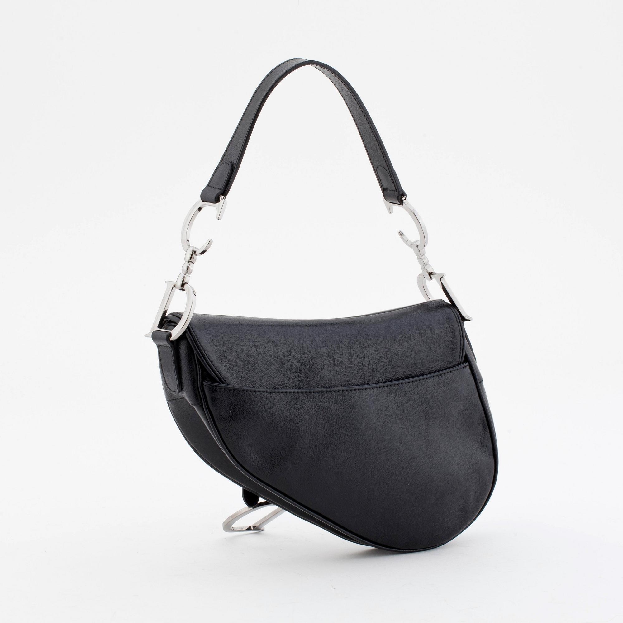 CHRISTIAN DIOR, a black leather shoulder bag, "Saddle bag".