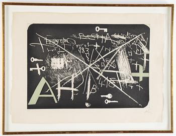 Antoni Tàpies, Färgetsning, akvatint och relieffprägling, 1974, signerad med blyerts H.C.