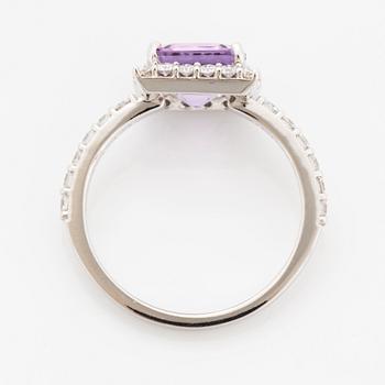 Amethyst and brilliant-cut diamond ring.