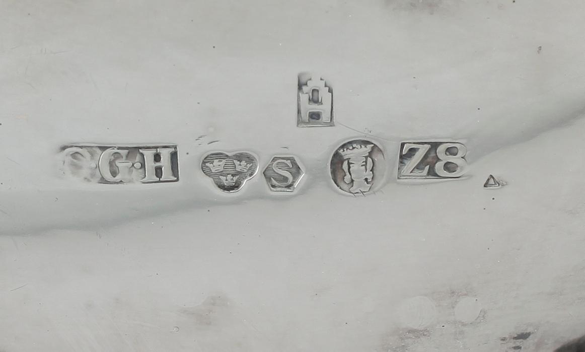 KAFFESERVIS, 3 delar, silver, CG Hallberg, Stockholm 1950. Vikt ca 1325 g.
