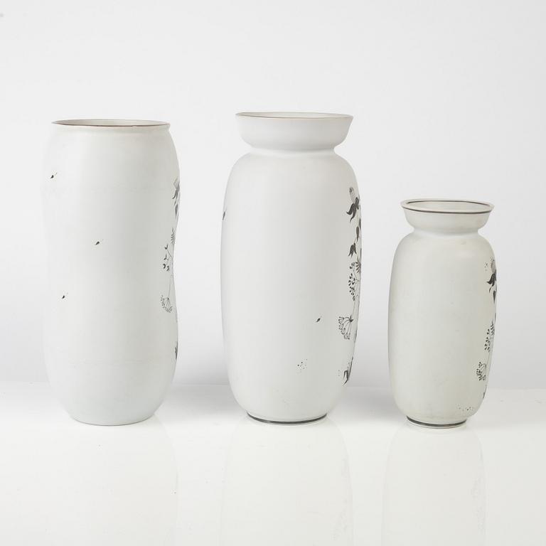 Stig Lindberg, three stoneware "Grazia" vases, Gustavsberg, Sweden, 1951-68.