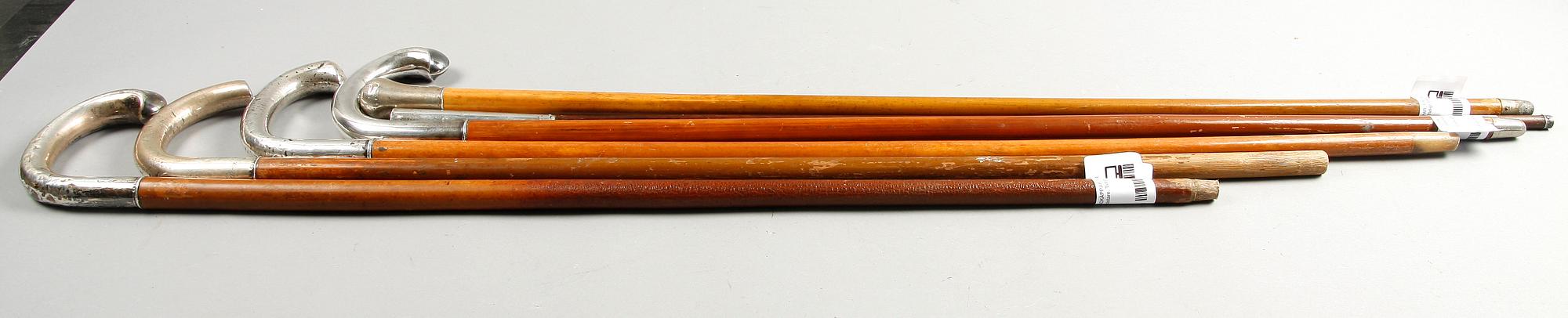 PROMENADKÄPPAR, 6 st. Silverskodda, div mästare. Tidigt 1900-tal.