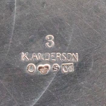 JAKTBÄGARE, 3 st, silver med vildsvinständer, K Andersson, Stockholm, 1916.