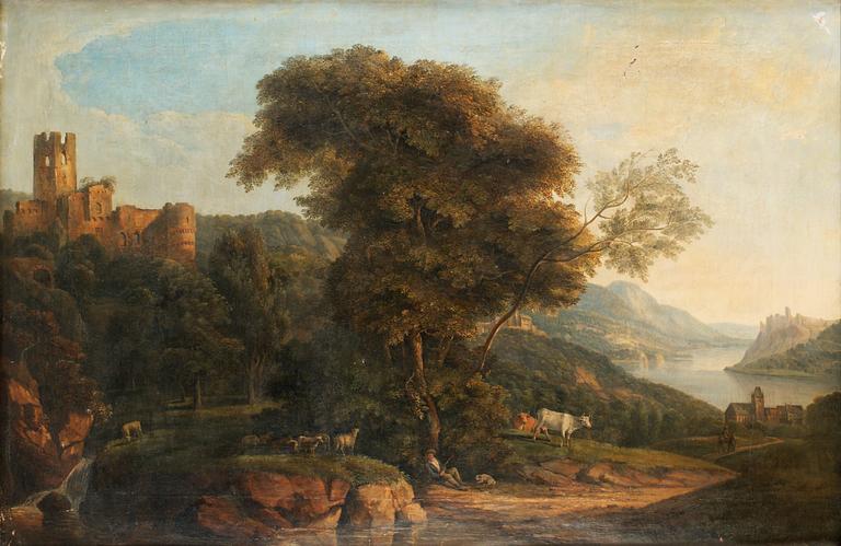 Pastoral landscape with dormant shepherd.