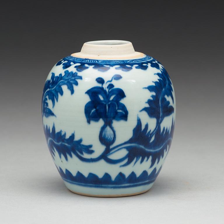 A blue and white jar, Qing dynasty, Kangxi (1662-1722).