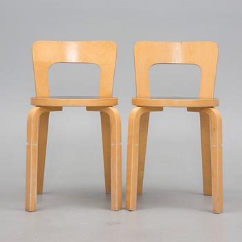 STOLAR, 6 st, modell 65, Alvar Aalto, Artek 1900-talets senare hälft.