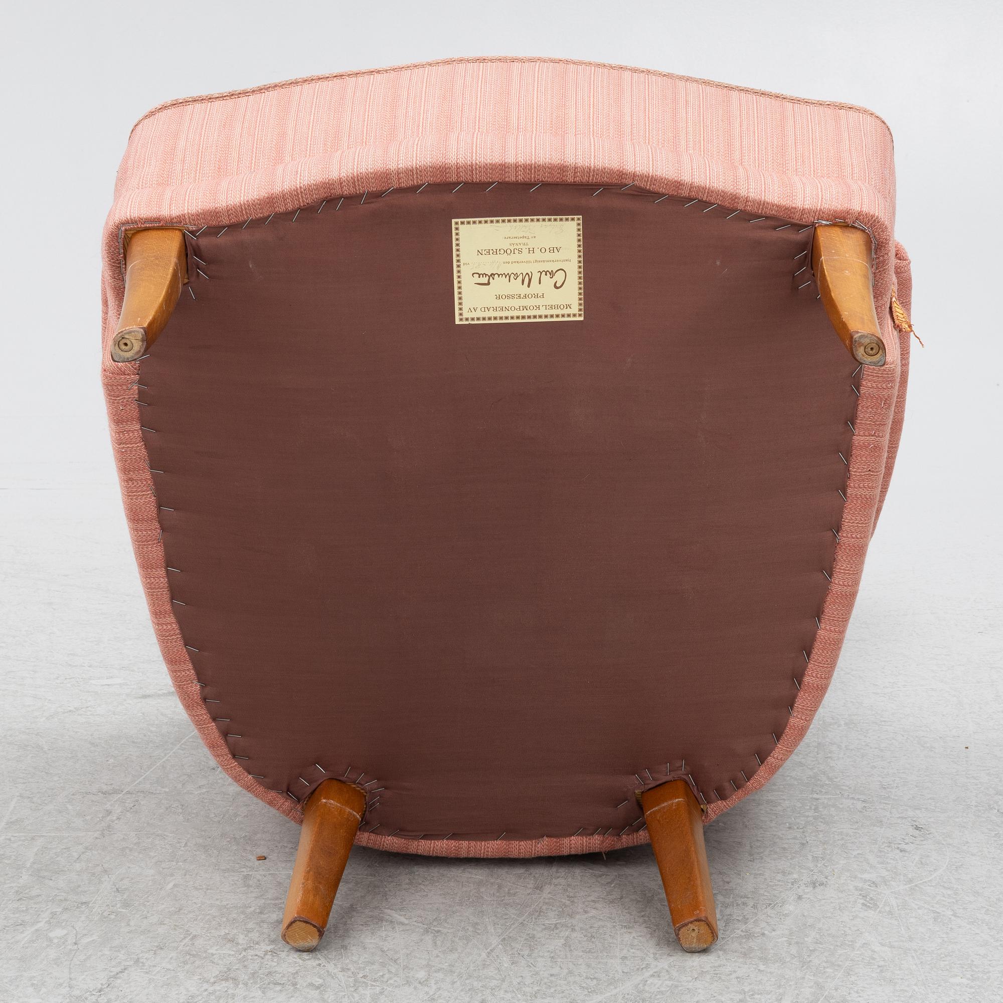 Carl Malmsten, fåtöljer, ett par, "Farmor", AB O.H: Sjögren, Tranås, 1985.