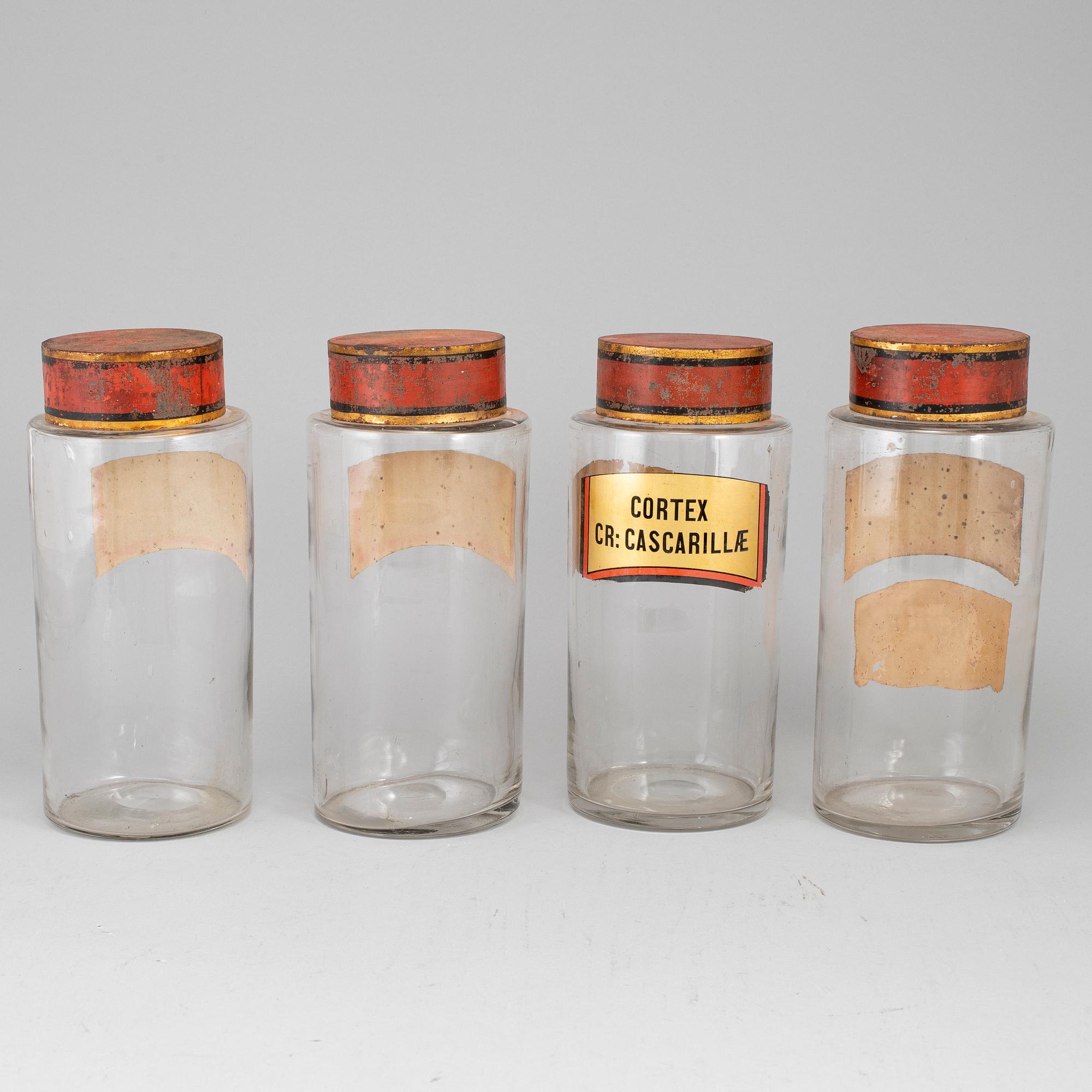 APOTEKSFLASKOR, 4 st, glas, 1900-talets början.
