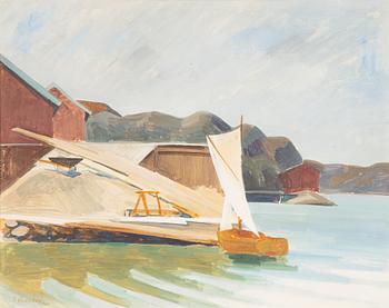 Ewald Dahlskog, Sailing boat by the dock.