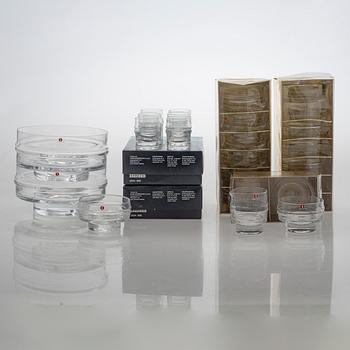 Timo Sarpaneva, 30-piece glass dessert ware,  'Ripple' for Iittala. Designed in 1963.