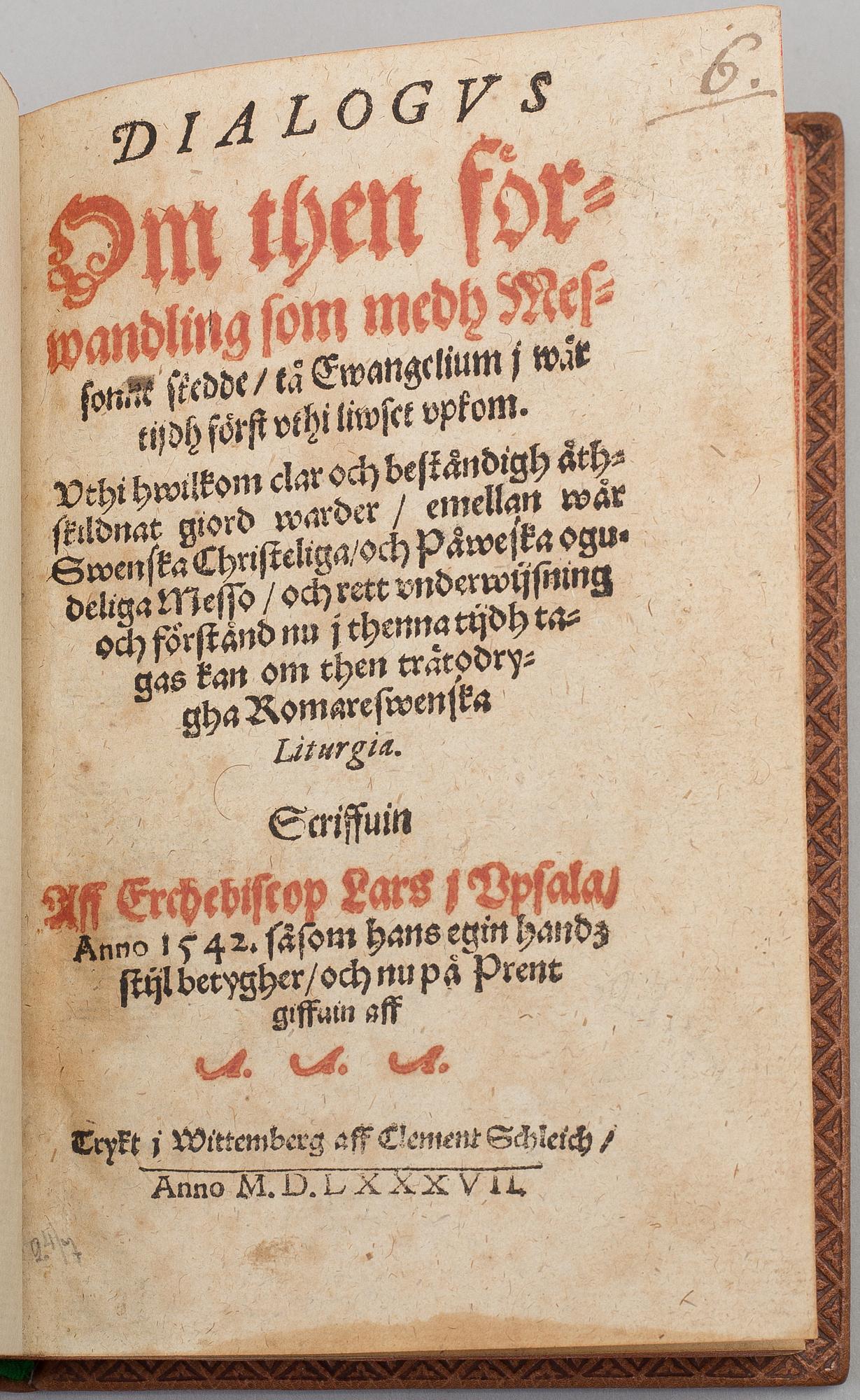 A BOOK, Laurentius Petri / Abraham Andreae Angermannus (utg.): Om kyrkiostadgar och ceremonier.