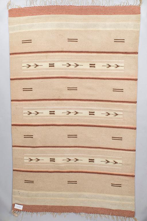 A 1930's Finnish flat weave carpet. Circa 247 x 150 cm.