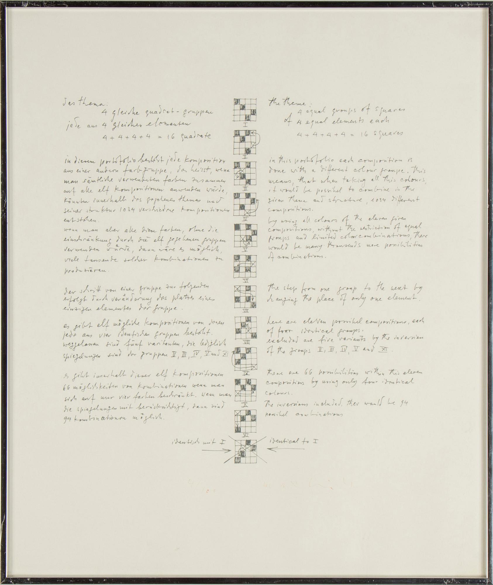 MAX BILL, 5 serigrafier + ramad beskrivning, signerade, numrerade 4/100.