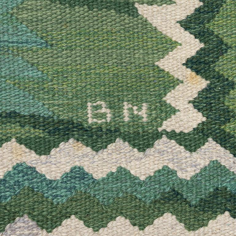 Barbro Nilsson, a carpet, 'Strålblomman grön', tapestry weave, c. 316 x 232 cm, signed AB MMF BN.